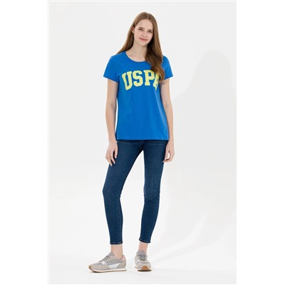 Kadın Saks Bisiklet Yaka Tişört