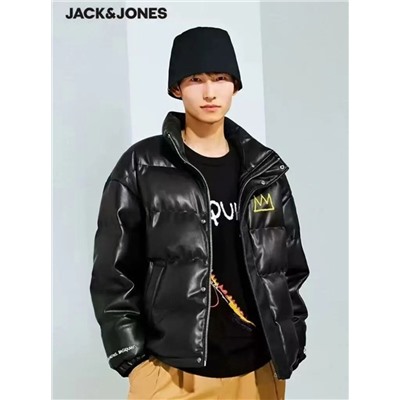 Мужская куртка  из искусственной кожи  с воротником-стойкой