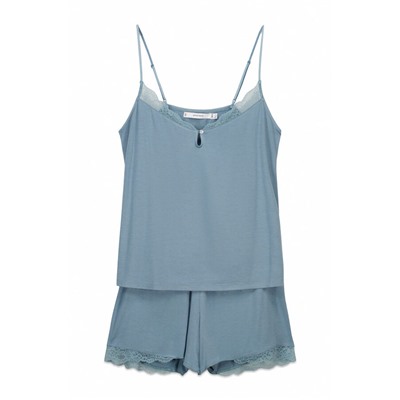 Pijama corto viscosa tacto suave azul