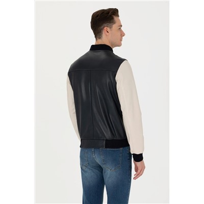 Erkek Lacivert Deri Ceket