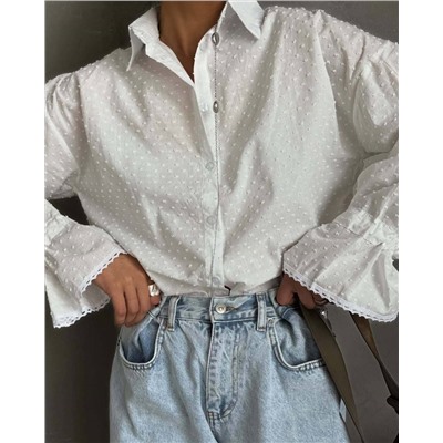 Нежная рубашка с завязками на рукавах