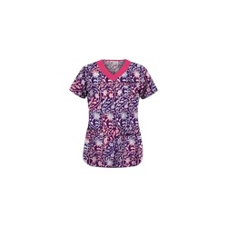UA Fall Vineyard Eggplant Print Scrub Top