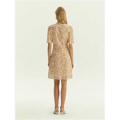 Платье мини из шифона с цветочным принтом, PL1724/voile