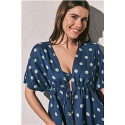 Túnica corta crepe ligero estampado lunares