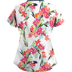 UA Island Bouquet White Print Scrub Top