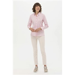 Kadın Pudra Uzun Kollu Basic Gömlek
