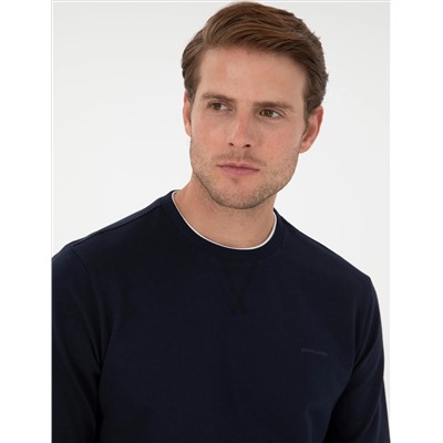 Lacivert Regular Fit Bisiklet Yaka Basic Sweatshirt