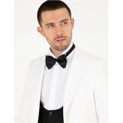 Beyaz Ex. Slim Fit Yelekli Smokin