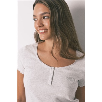 Camiseta manga corta algodón gris