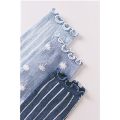 Pack 3 calcetines cortos estampado rayas y palmas