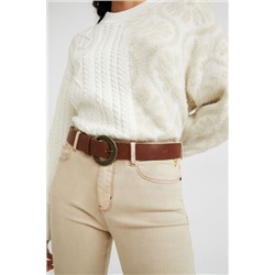 Cinturón básico de piel grabada