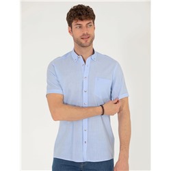 Açık Mavi Regular Fit Kısa Kollu Gömlek