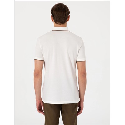 Ekru Slim Fit Polo Yaka Tişört
