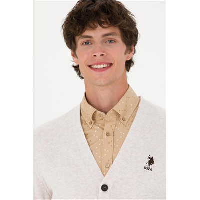 Erkek Taş Melanj Basic Triko Hırka