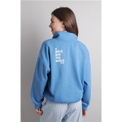 Sudadera polo felpa azul