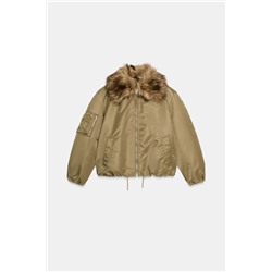 FAUX FUR COLLAR BOMBER JACKET ZW COLLECTION