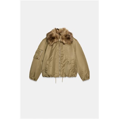 FAUX FUR COLLAR BOMBER JACKET ZW COLLECTION