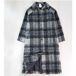 Женское однобортное приталенное пальто из искусственной шерсти в клетку