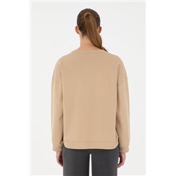 Kadın Kum Bisiklet Yaka Sweatshirt