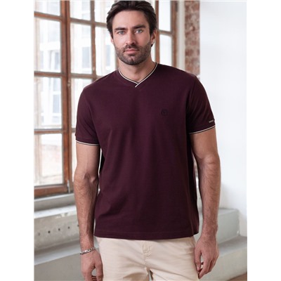 Футболка с V-вырезом из премиального хлопка с эластаном