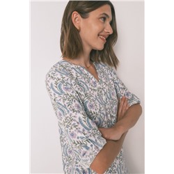 Camisola manga 3/4 floral verde
