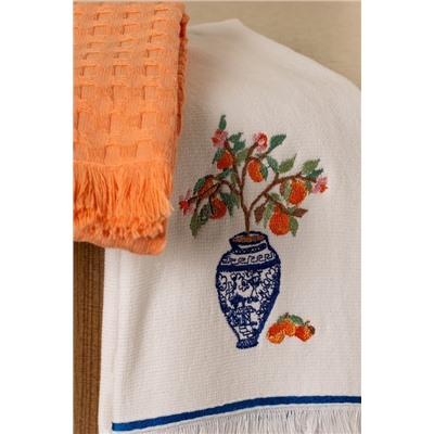 Orange Mutfak Havlu Seti - Beyaz/Mavi