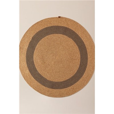 Alsace Yuvarlak Kilim - Naturel/Siyah - 120 cm