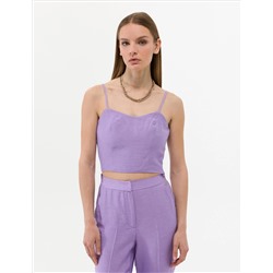 Mor Crop Top Kolsuz Bluz