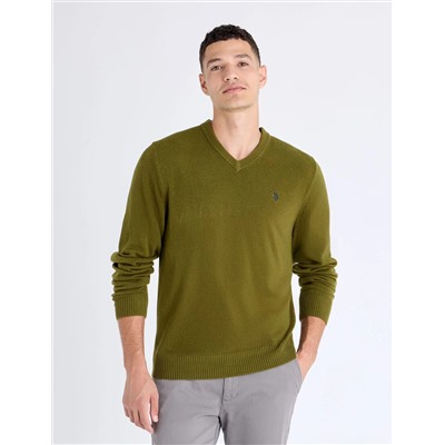 SOLID V-NECK SWEATER