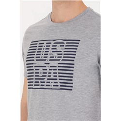 Erkek Gri Melanj Bisiklet Yaka Tişört