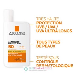 La Roche Posay Anthelios UVmune 400 - SPF50+ - Fluide Invisible - Avec Parfum 50ml