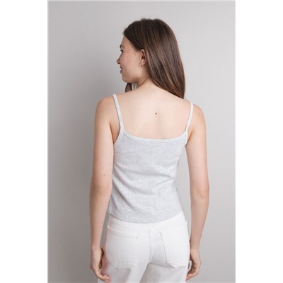 Top tirantes punto pintelle gris oscuro