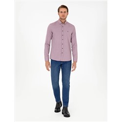 Bordo Slim Fit Uzun Kollu Gömlek