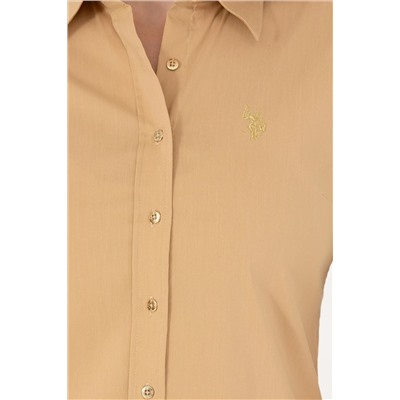 Kadın Camel Uzun Kollu Basic Gömlek