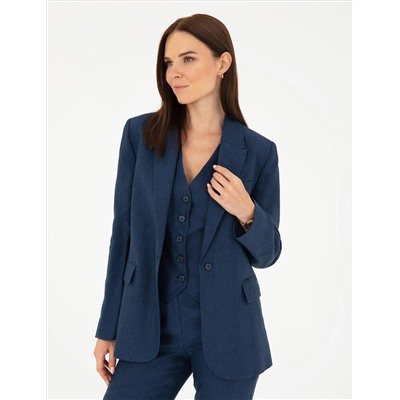Lacivert Regular Fit Keten Ceket