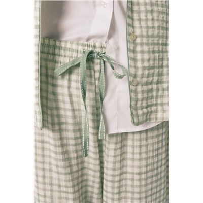 Pijama camisero largo 100% algodón estampado cuadros