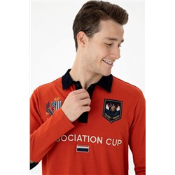 Erkek Kiremit Polo Yaka Sweatshirt