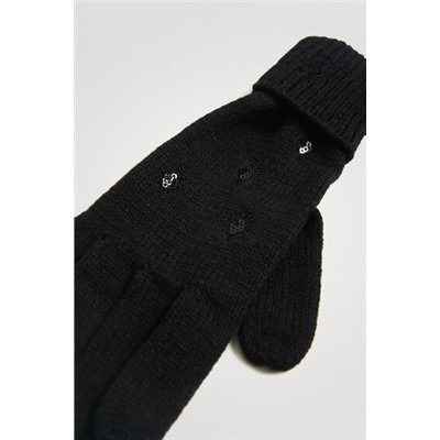 Guantes tricot bordado a tono