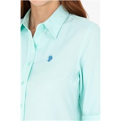 Kadın Su Yeşili Uzun Kollu Basic Gömlek