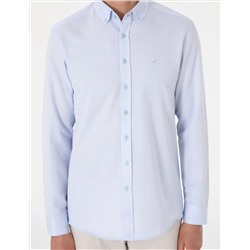 Açık Mavi Oxford Slim Fit Kolay Ütülenebilir Gömlek
