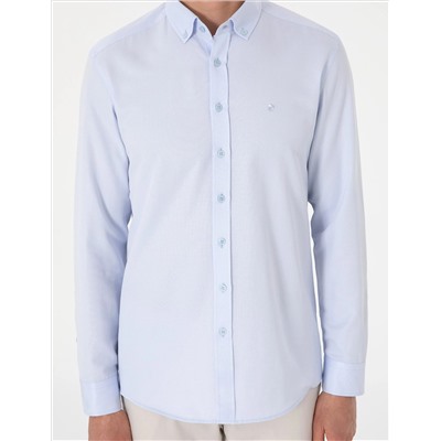 Açık Mavi Oxford Slim Fit Kolay Ütülenebilir Gömlek
