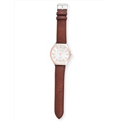 MENS BROWN STRAP GOLD ACCENT WATCH