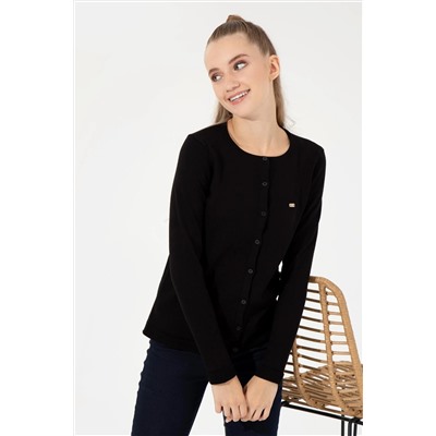Kadın Siyah Basic Triko Hırka
