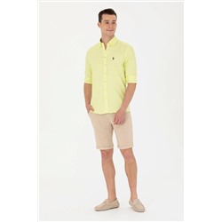 Erkek Neon Sarı Uzun Kollu Basic Gömlek