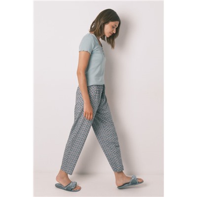 Pantalón largo carrot viscosa print sellos