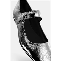 METALLIC LEATHER-EFFECT BALLERINAS