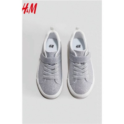 Блестящие кеды на липучке для девочек  H&M  оф сайт