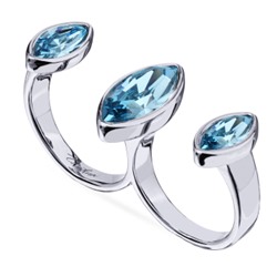 Кольцо Эйва (кристаллы SW аквамарин; покрытие родий), Есть комплект