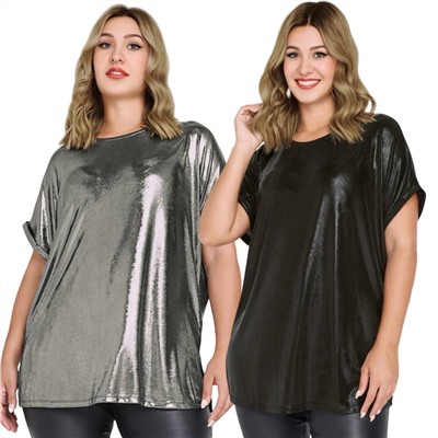 Женская футболка с металлизированным эффектом Plus Size
