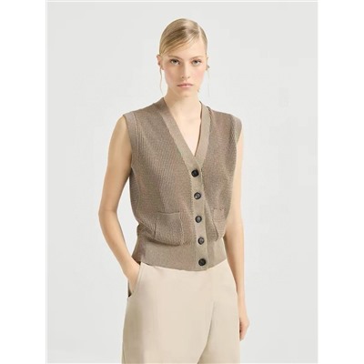 Новинка Женский вязанный жилет с элегантным блеском